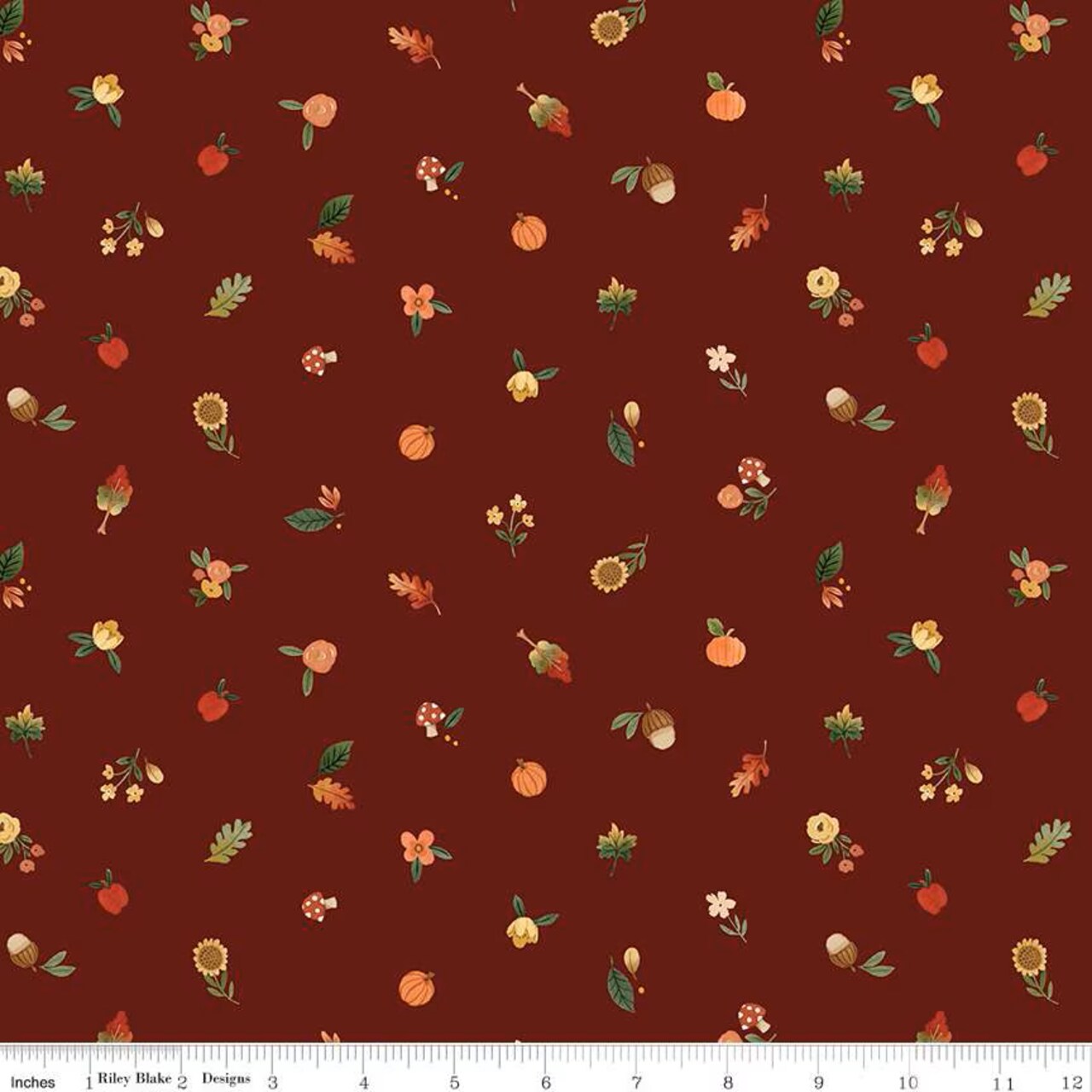 Fabric Riley Blake Maroon Fall Things Happy Fall Days by the Quarter Yard C16345-MAROON